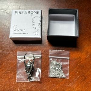 Fire and Bone White Bronze Muntjac Necklace